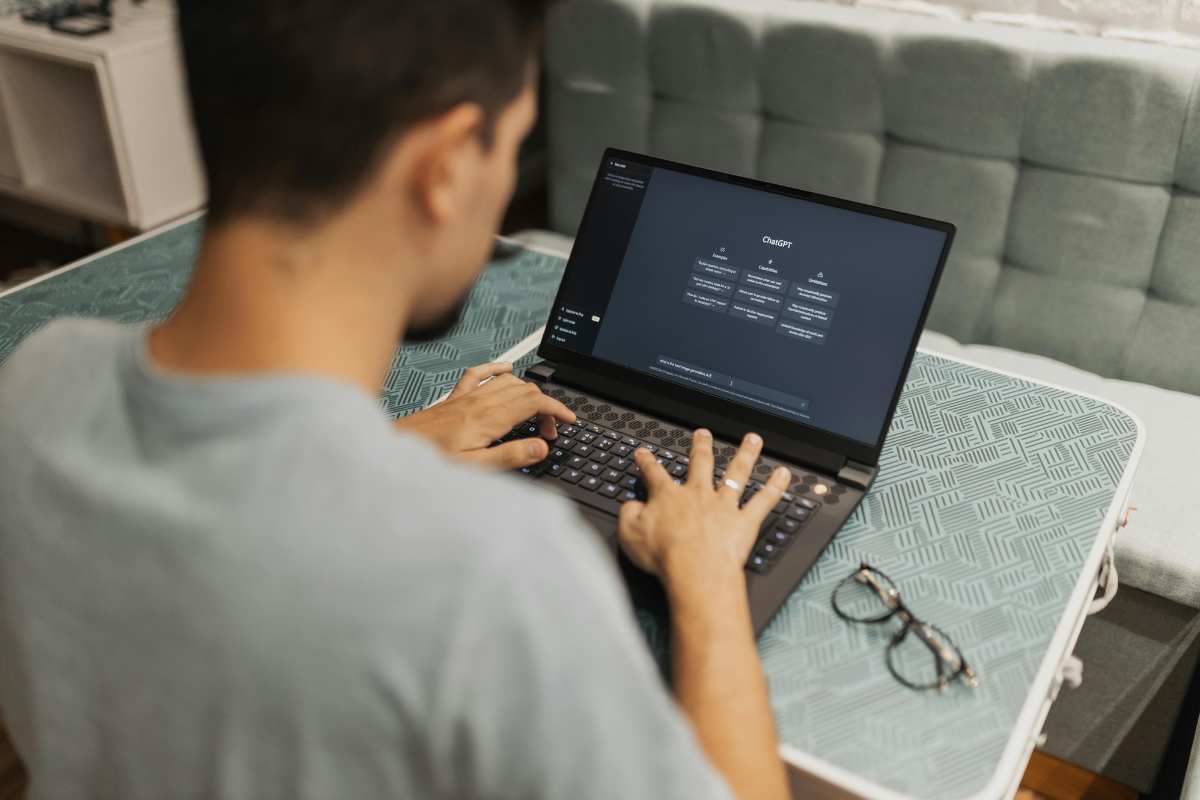 photo of a business owner using AI to automate thier business