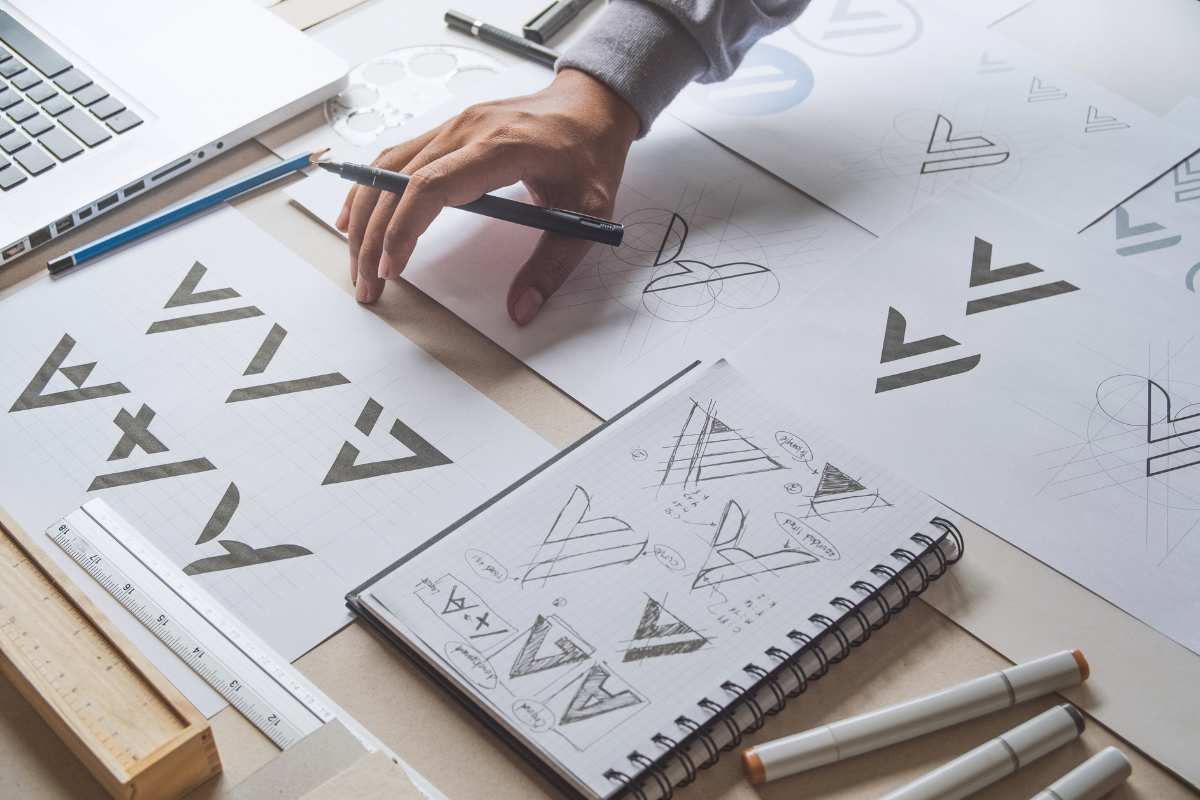photo of a designer creating a logo and a brand for a small business
